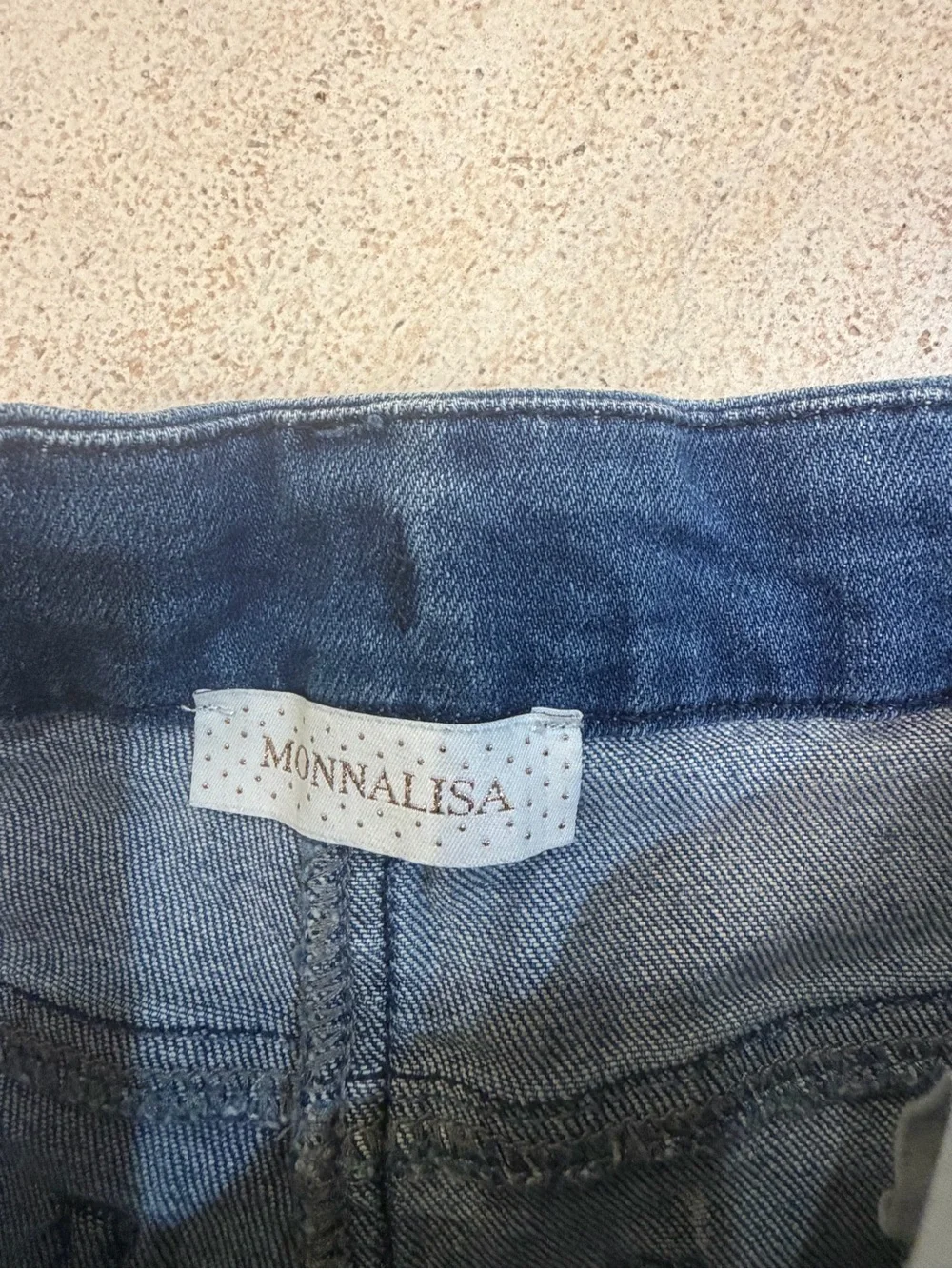 Monnalisa Light Blue Wide Leg Jeans with Embellished Detail, Size 8